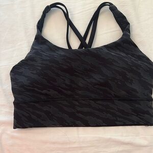 Lululemon Energy Bra Longline in Tiger Camo Deep Coal